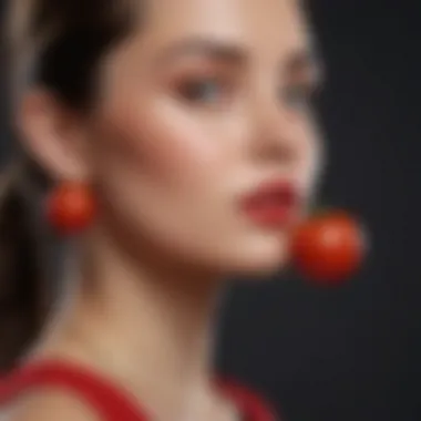 Stylish presentation of tomato earrings with a fashion twist