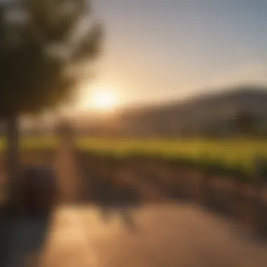 Golden Hour at Napa Winery Sunset over a tranquil winery in Napa Valley