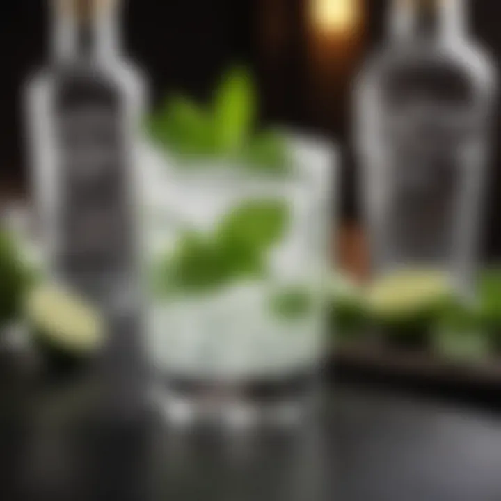 Tequila Lime Drink Garnished with Fresh Mint