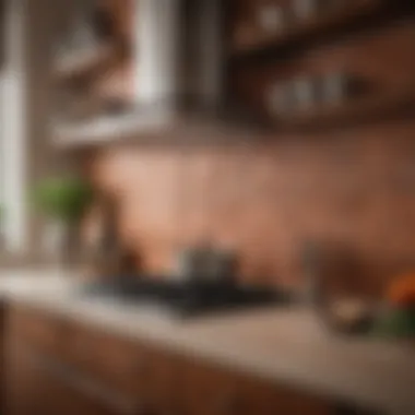 Earthy Elegance: Terracotta Backsplash with Wood Accents Luxurious Terracotta Backsplash and Warm Wood Accents