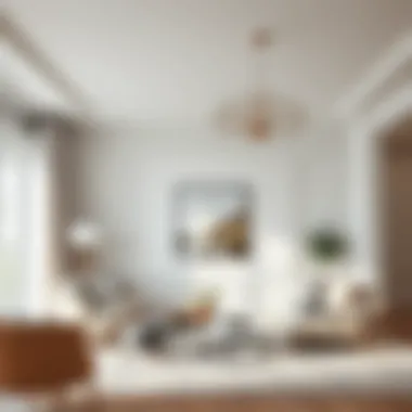 Elegant living room showcasing off-white walls with modern decor