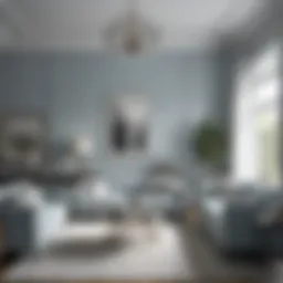 Elegant Living Room Featuring Light Blue Grey Walls