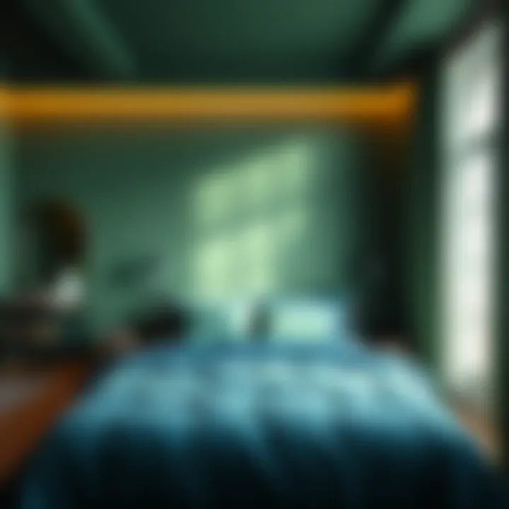 A Harmonious Blend: Green and Blue in Bedroom Design Serene bedroom featuring green and blue color palette