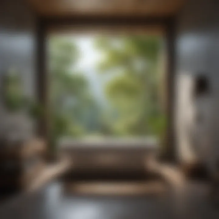 Serene bathroom setting with natural materials and soaking tub