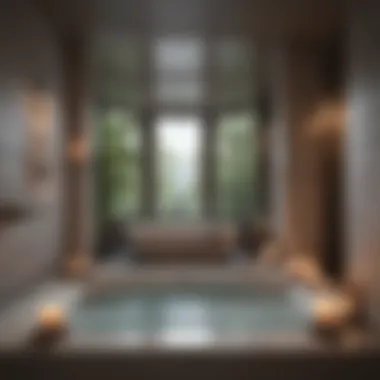 Tranquil bathroom featuring a soaking tub with candles