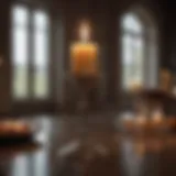 Luxurious large candle elegantly placed in a sophisticated setting