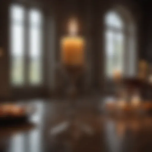 Luxurious large candle elegantly placed in a sophisticated setting