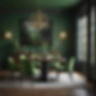 Elegant Dining Area in Bright Green Elegant dining area featuring bright green accents