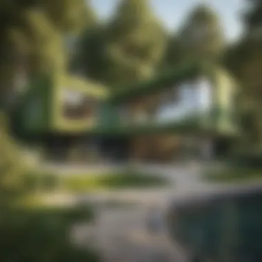 Modern House with Bright Green Exterior Bright green exterior of a modern house surrounded by nature