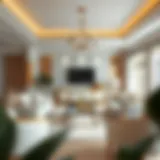 Sophisticated Living Room Design with Gold and White Elegant living room featuring gold and white accents