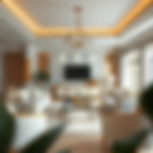 Sophisticated Living Room Design with Gold and White Elegant living room featuring gold and white accents