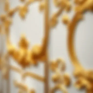 Intricate Gold and White Wall Finishes Close-up of gold and white paint finishes on a decorative wall