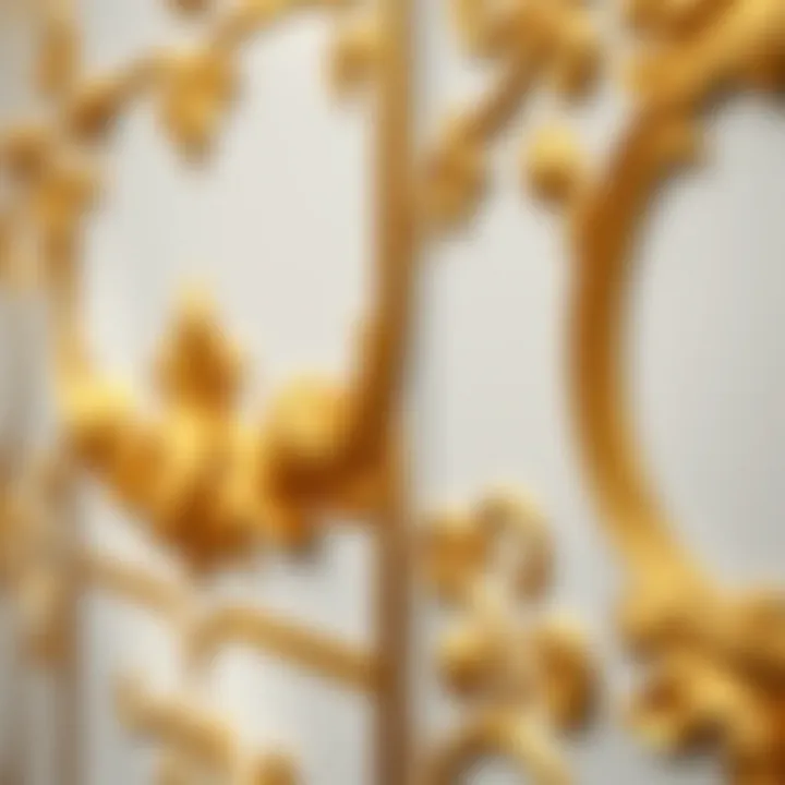 Intricate Gold and White Wall Finishes Close-up of gold and white paint finishes on a decorative wall