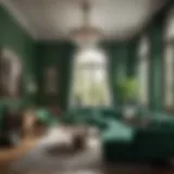 Elegant green living room with natural light