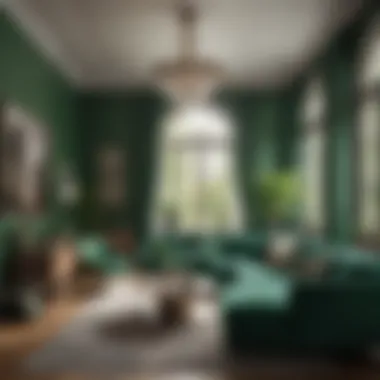 Sophisticated Green Living Space Elegant green living room with natural light