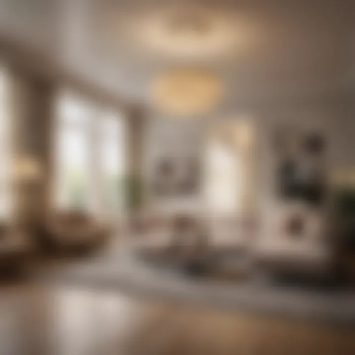 Modern living space enhanced by pleated light fixtures