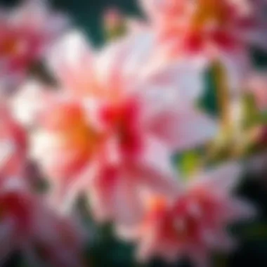 Close-up of sun flowering shrub blossoms showcasing their intricate details