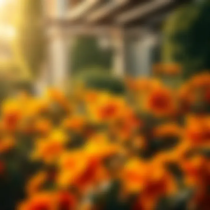 Luxurious outdoor decor featuring sun flowering shrubs as key elements