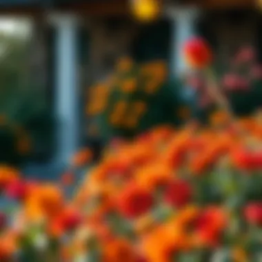 Vibrant sun flowering shrubs in a luxurious garden setting