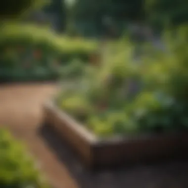 Outdoor Elegance: Harmonizing Garden Beds with Landscape A beautifully landscaped outdoor space featuring raised garden beds