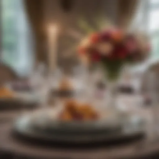 Elegant dinner table setting with fine china and crystal glassware