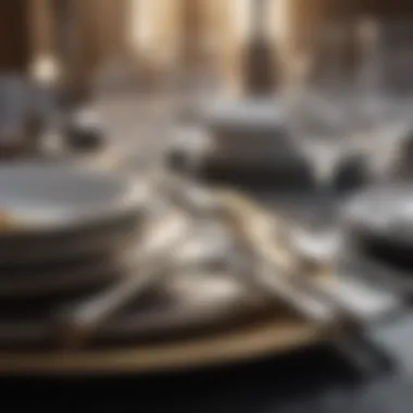 Close-up of luxurious utensils and glassware.