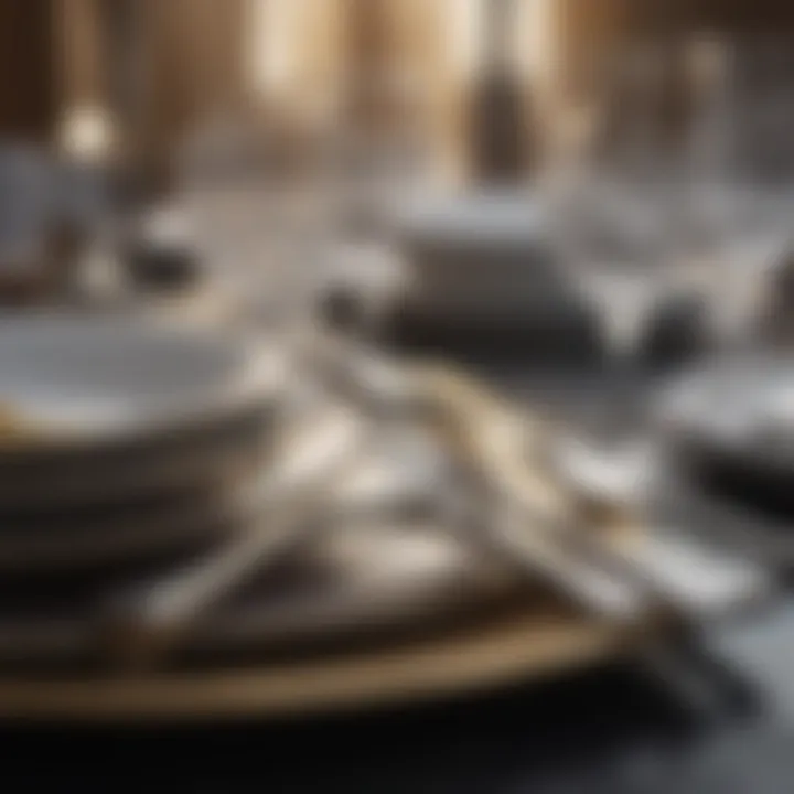 Close-up of luxurious utensils and glassware.