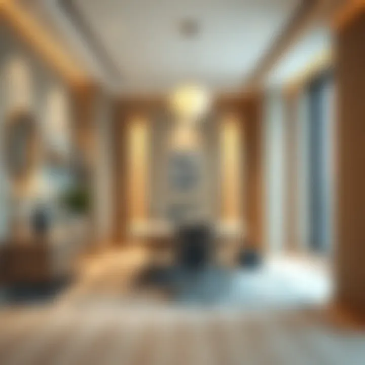 Sophistication in Work Environments Modern office space adorned with stylish wallpaper