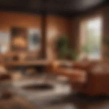 Vibrant Living Room with Warm Earthy Tones A vibrant living room decorated in warm earthy tones that create an inviting atmosphere.