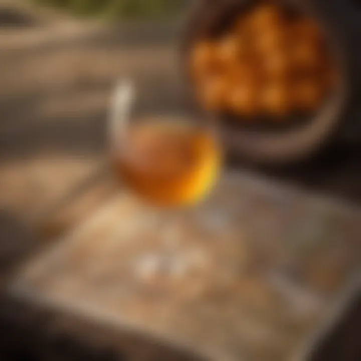 A map highlighting regions famous for orange wine
