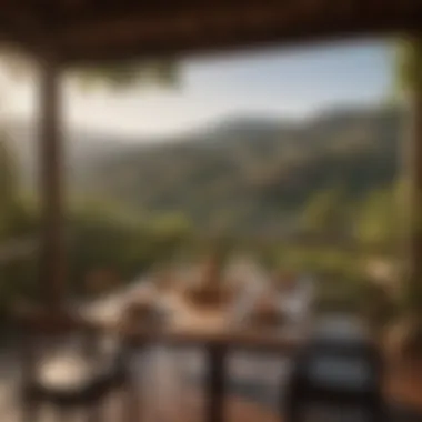 Al Fresco Dining with Scenic Views Intimate outdoor dining setup with scenic views