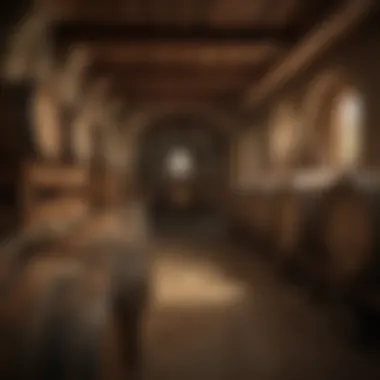 Artisan wine bottles displayed in a rustic cellar