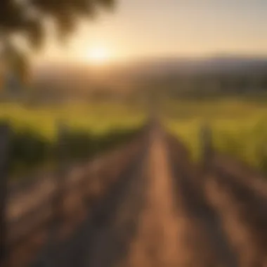 Sunset Over Napa Valley Vineyards A breathtaking vineyard landscape under the sunset