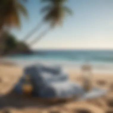 Sophisticated Beach Setup Elegant beach setup with towels and accessories