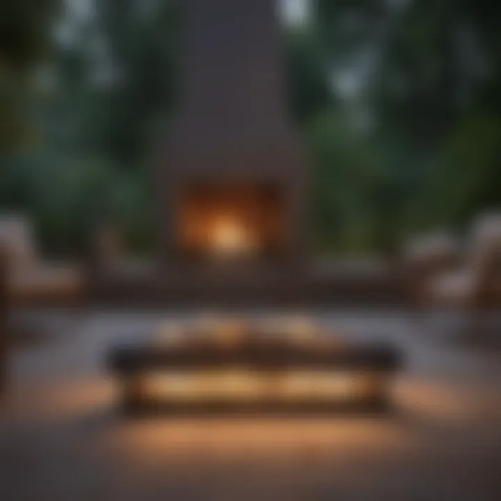 Safety features integrated into a modern outdoor fireplace