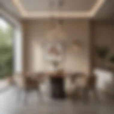 Dining area showcasing a harmonious blend of neutral shades and minimalistic decor
