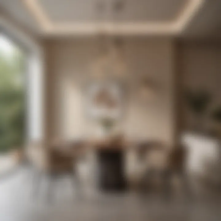 Dining area showcasing a harmonious blend of neutral shades and minimalistic decor
