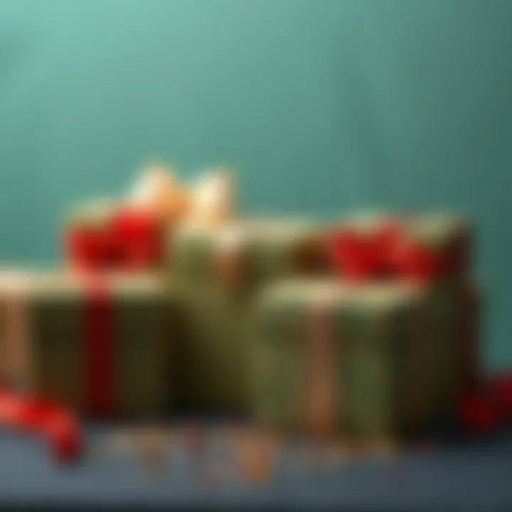 Luxurious Tea Gift Boxes An assortment of tea gift boxes adorned with ribbons and intricate patterns, symbolizing luxury and thoughtfulness