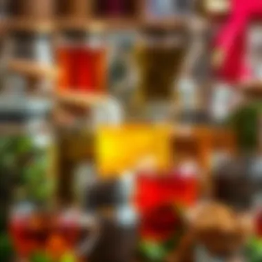 Diverse Selection of Teas A vibrant display of herbal and traditional teas in glass jars, representing the variety and richness of tea culture