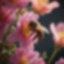 Close-up of a bee collecting nectar from a vibrant flower