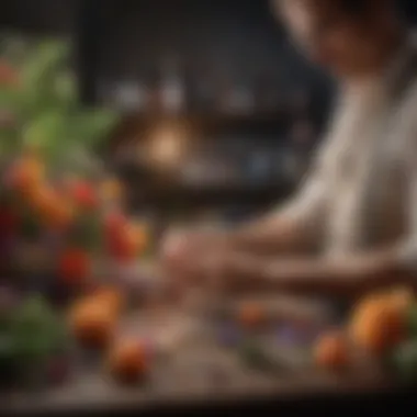 An artisan perfumer selecting fresh flowers for fragrance creation
