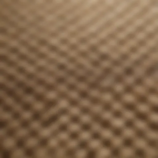 A close-up view of textured grasscloth paper showcasing its intricate weaves and natural fibers.