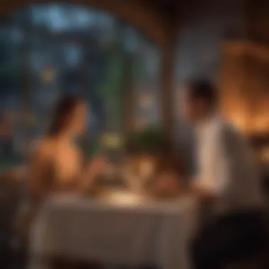 Couple enjoying a candlelit dinner at an upscale restaurant