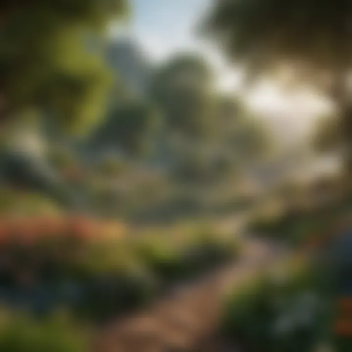 Picturesque landscape with vibrant flowers and lush greenery