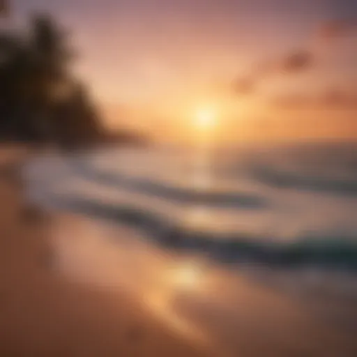 Romantic sunset view over a serene beach