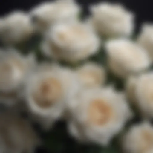 A bouquet of pristine white roses elegantly arranged.