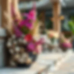 Elegant summer reef adorned with vibrant flowers and seashells