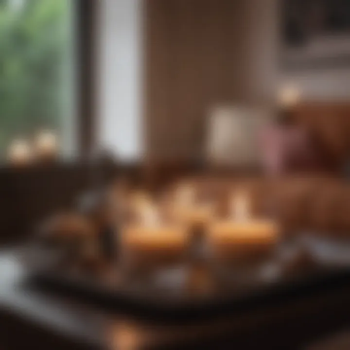 Scented candles arranged beautifully on a coffee table