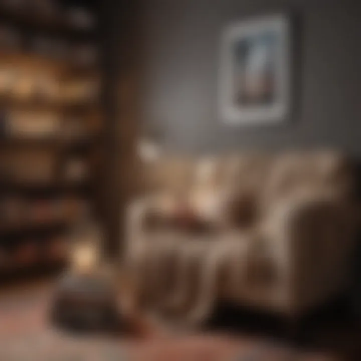A cozy reading nook with a selection of books and a warm blanket