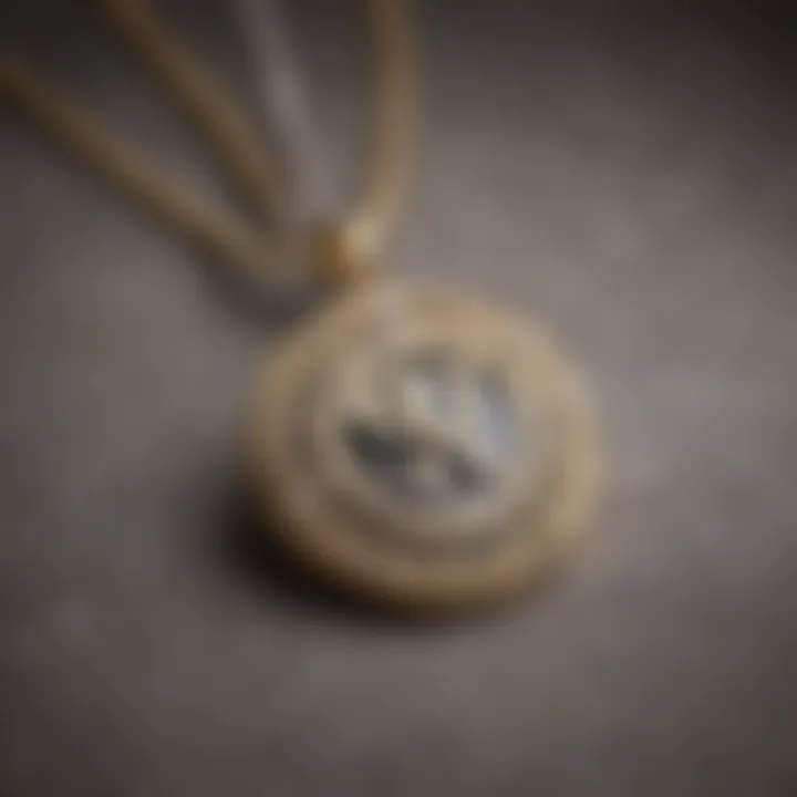 A personalized item, showcasing a custom necklace with a grandmother's initials